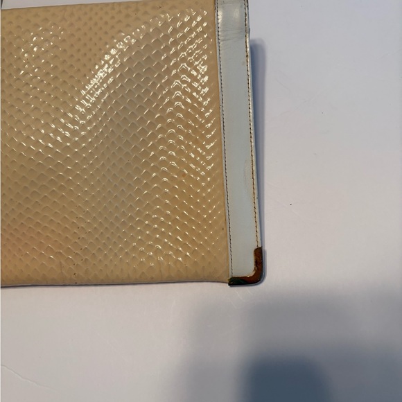 Clutch Koret Lizard Skin Cream & White Signature Handbag Metal Clasp Vintage - Picture 3 of 15
